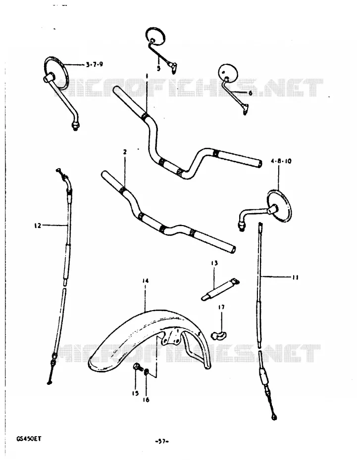GUIDON - GARDE BOUE AVANT Suzuki MOTO 450 GS-E 1980  GS450ET(T)
