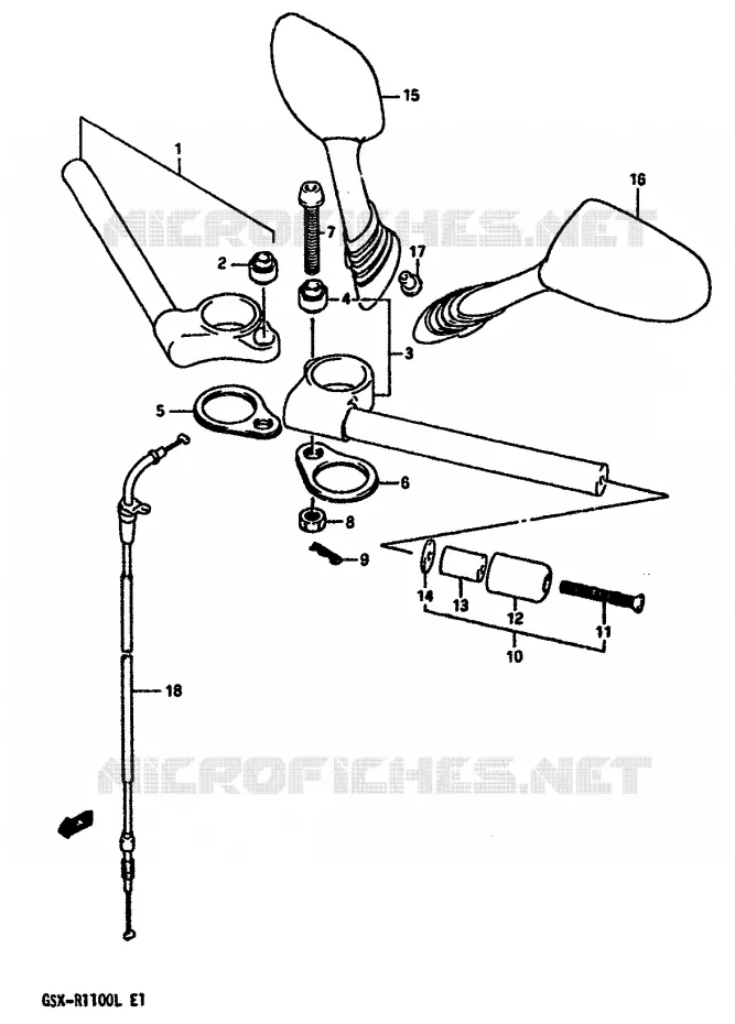 GUIDON (MODELE K) Suzuki MOTO 1100 GSX-R 1990  GSX-R1100L(K/L)