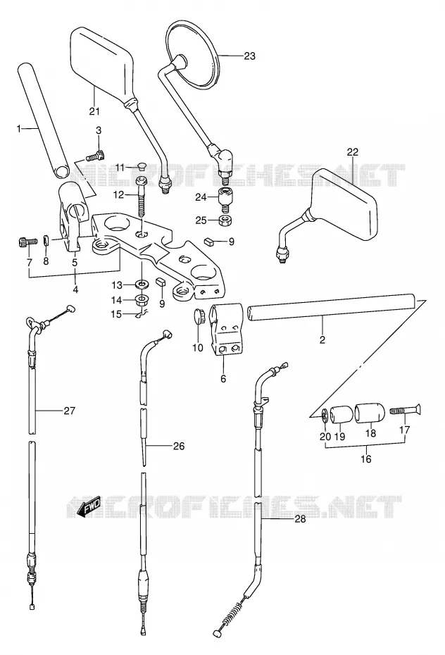 GUIDON (MODELE L/M/N/P) Suzuki MOTO 500 GS-E 1991  GS500EM(E2)
