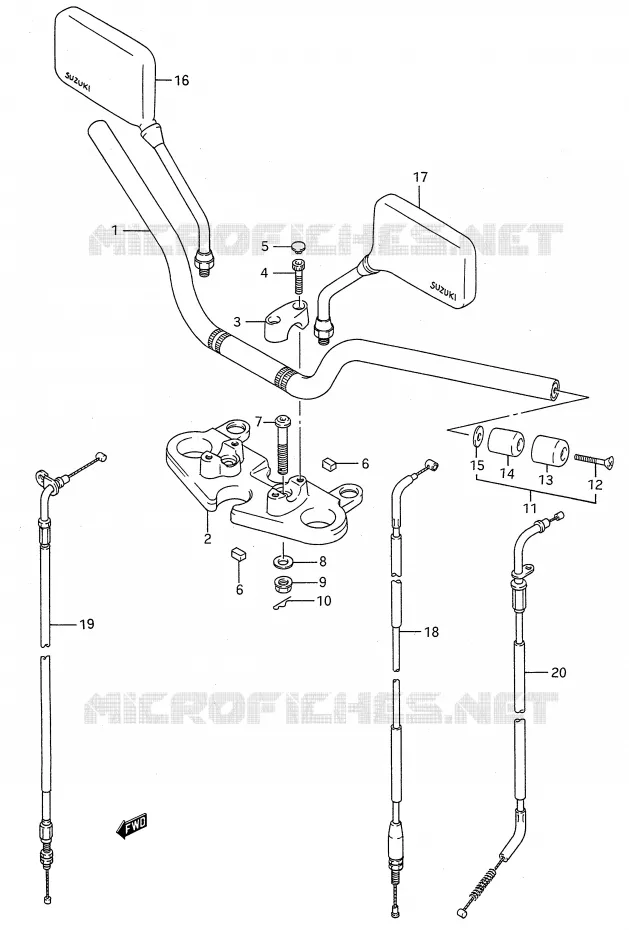 GUIDON (MODELE P/R/S/T) Suzuki MOTO 500 GS-E 1990  GS500EUL(E28)