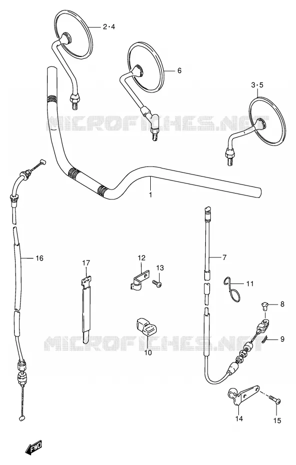 GUIDON (MODELE T/W/X) Suzuki MOTO 250 GN 1999  GN250EX(E2)