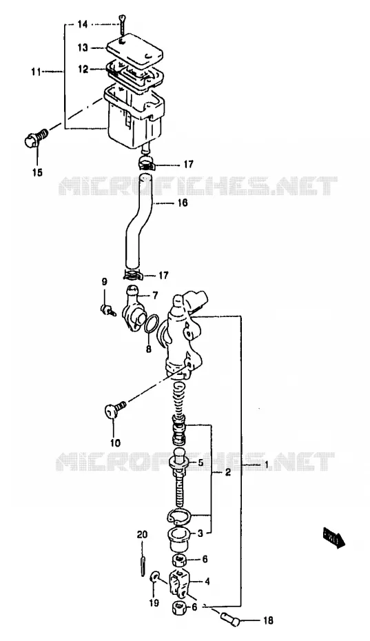 MAITRE CYLINDRE ARRIERE (GSF1200SAV/SAW/SAX/SAY) Suzuki MOTO 1200 BANDIT 2000  GSF1200SY(T/V/W/X/Y)