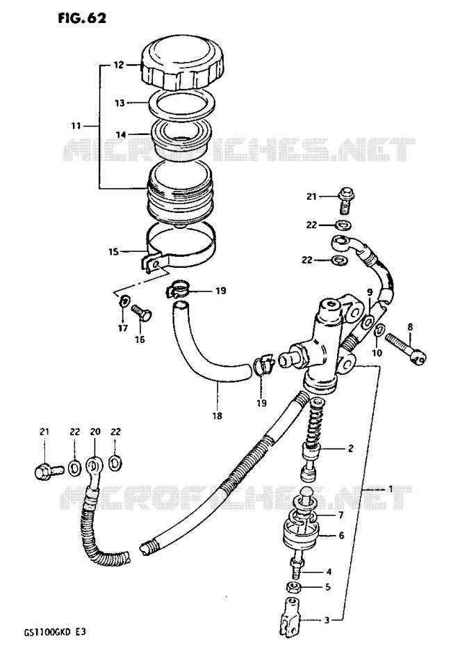 MAITRE CYLINDRE ARRIERE Suzuki MOTO 1100 GS-G 1982  GS1100GKZ(Z/2/D)