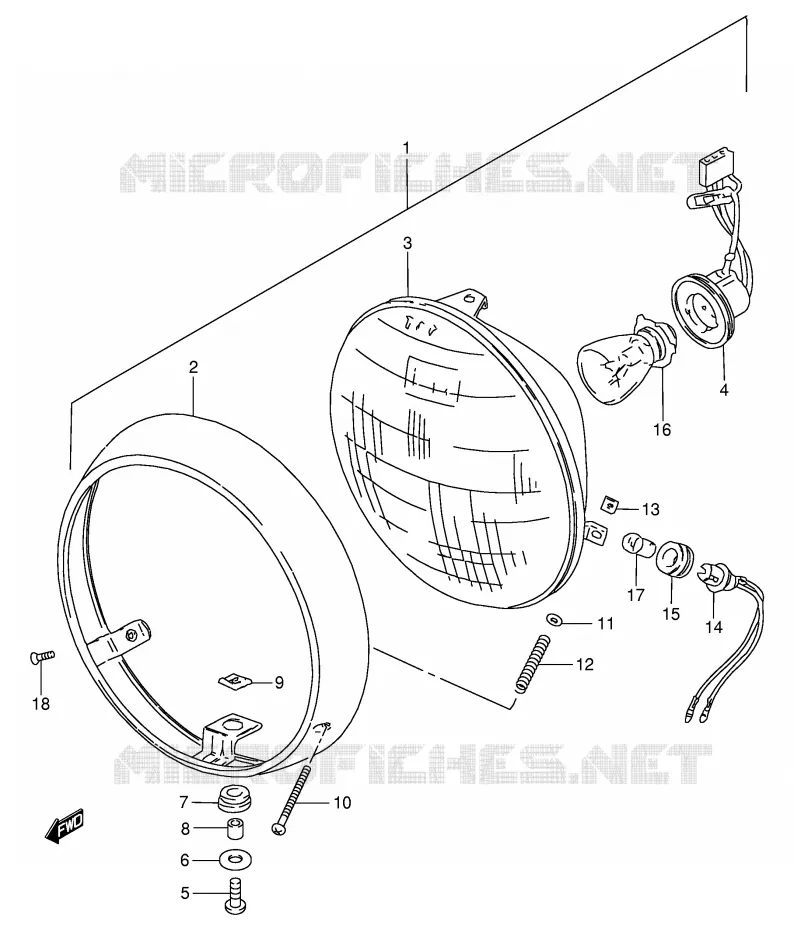 PHARE (E1,E2,E24,P95) Suzuki MOTO 250 GN 1989  GN250K(E2)