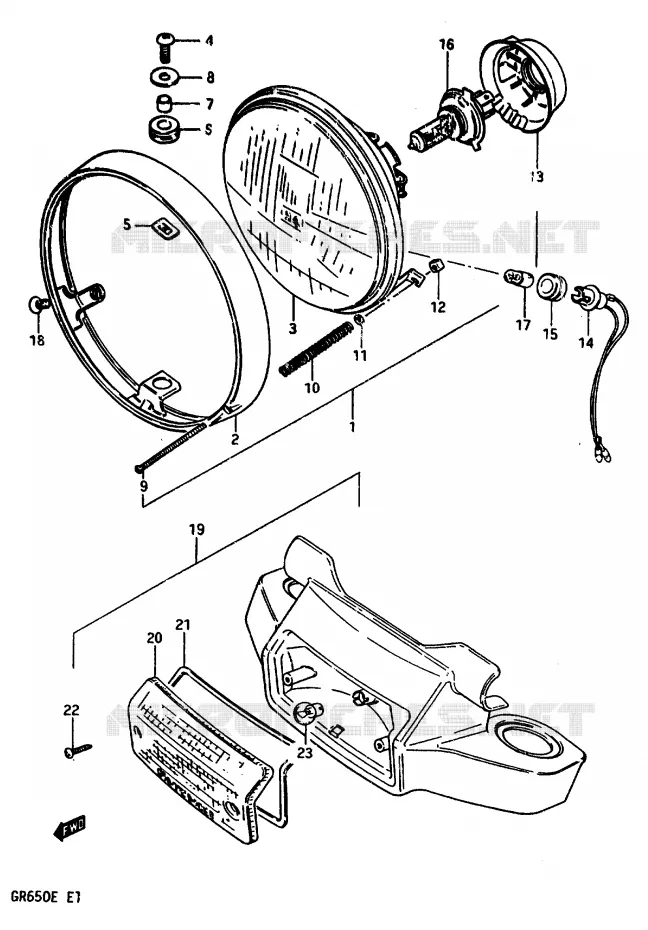 PHARE (E2) Suzuki MOTO 650 TEMPTER 1983  GR650XD(D/E)