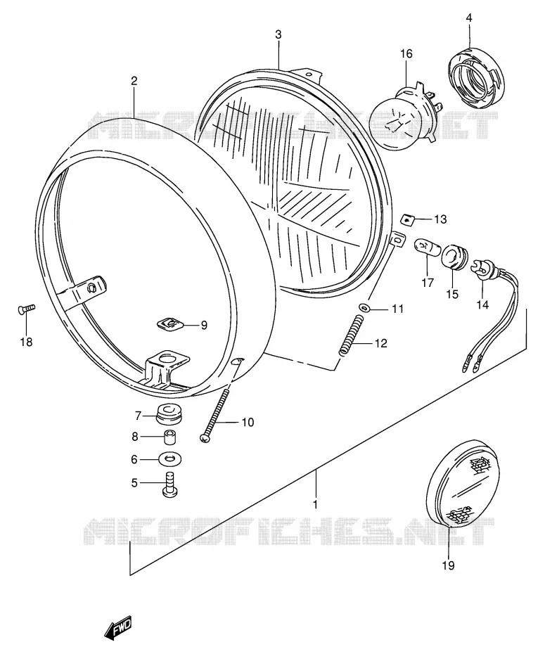 PHARE (E22,E25,E34,E39,E53) Suzuki MOTO 250 GN 1993  GN250P(E2)