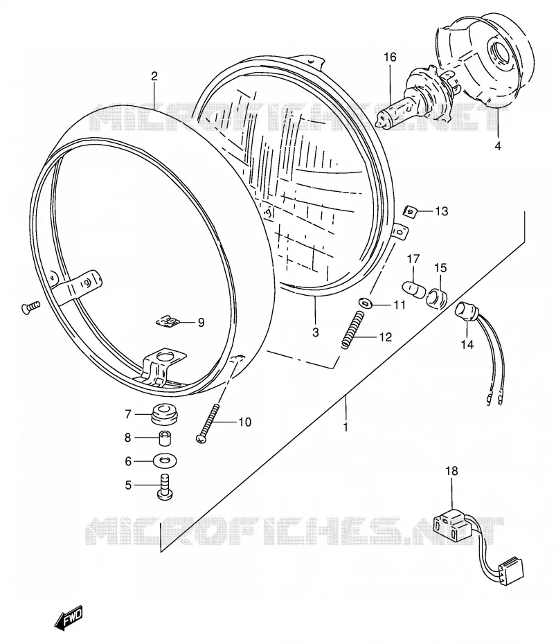 PHARE (E4) Suzuki MOTO 250 GN 1991  GN250EM(E2)