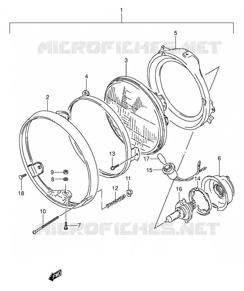PHARE (MODELE K/L/M/N) Suzuki MOTO 500 GS-E 1990  GS500EL(E2)
