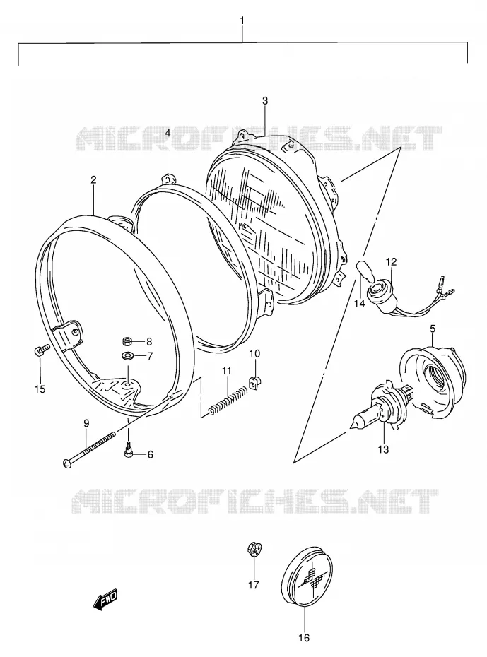 PHARE (MODELE P/R) Suzuki MOTO 500 GS-E 1996  GS500EUT(E2)