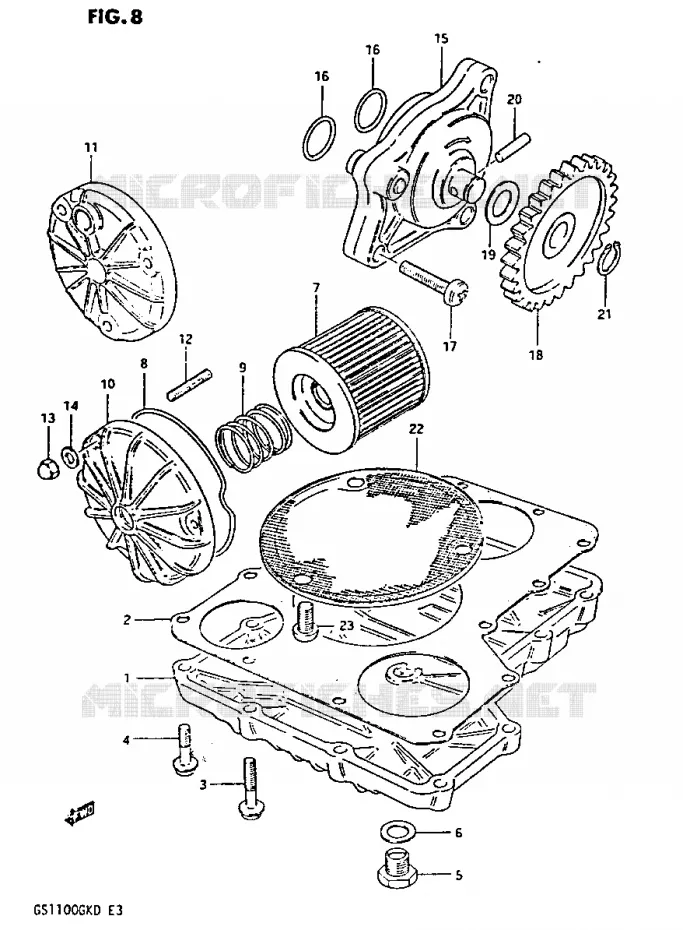 POMPE A HUILE - FILTRE A HUILE Suzuki MOTO 1100 GS-G 1982  GS1100GK2(Z/2/D)