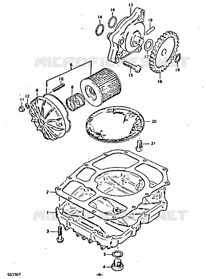 POMPE A HUILE - FILTRE A HUILE Suzuki MOTO 550 GS 1980  GS550DT(T)