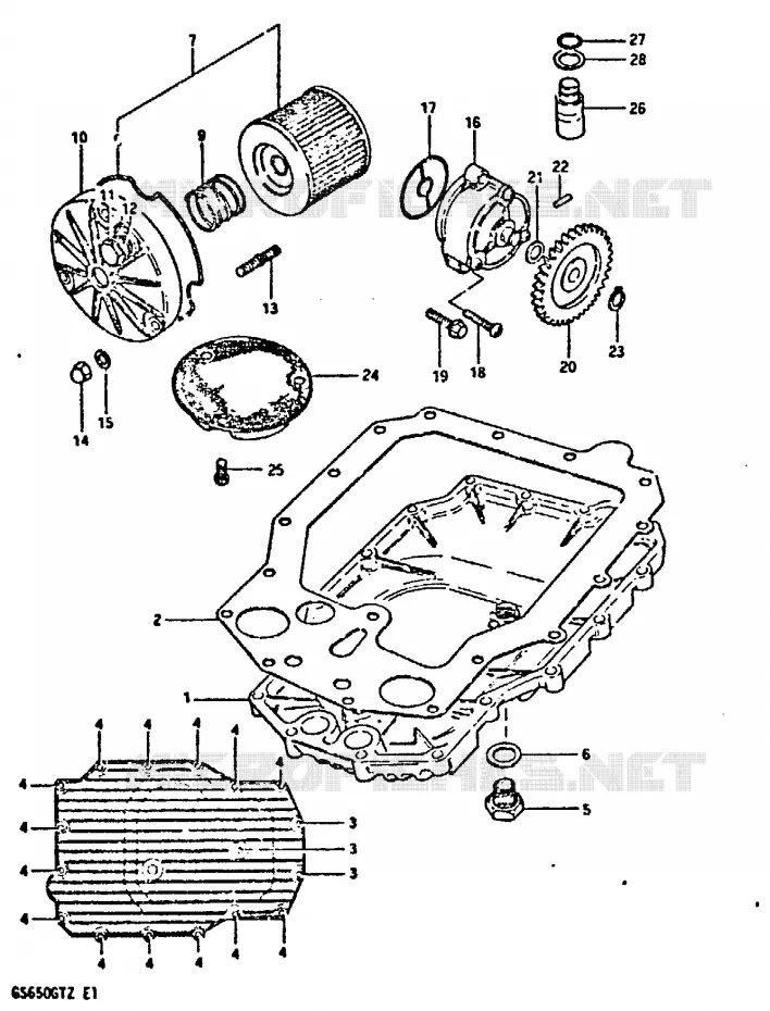 POMPE A HUILE - FILTRE A HUILE Suzuki MOTO 650 GS 1999  GS650GTX(X/Z)