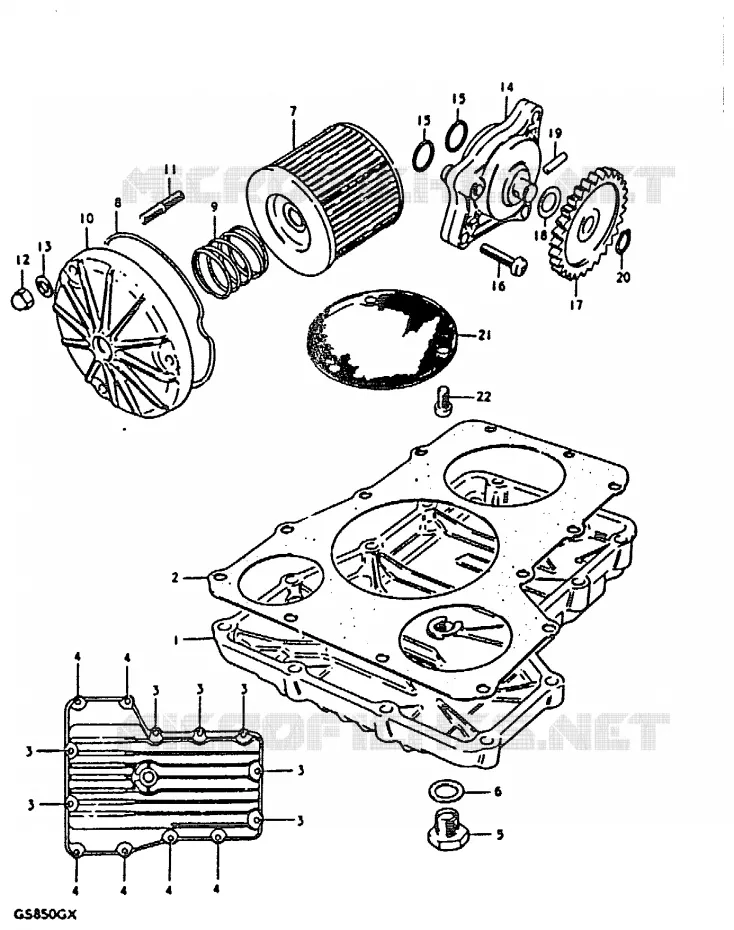 POMPE A HUILE - FILTRE A HUILE Suzuki MOTO 850 GS 1981  GS850GX(T/X)