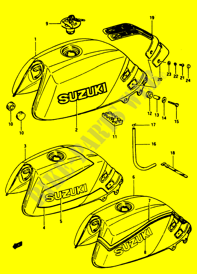 RESERVOIR D'ESSENCE (GSX1100EE/EF/EG) pour Suzuki GSX-E 1100 1984