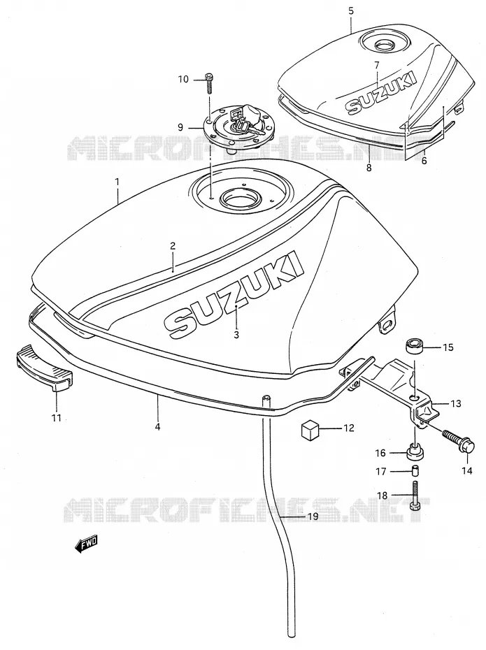 RESERVOIR D'ESSENCE (MODELE K/L) Suzuki MOTO 500 GS-E 1994  GS500ER(E28)