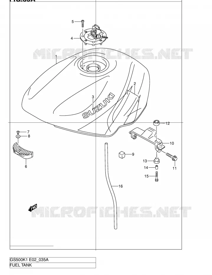 RESERVOIR D'ESSENCE (MODELE K2) Suzuki MOTO 500 GS-E 2002  GS500HK2(E2)