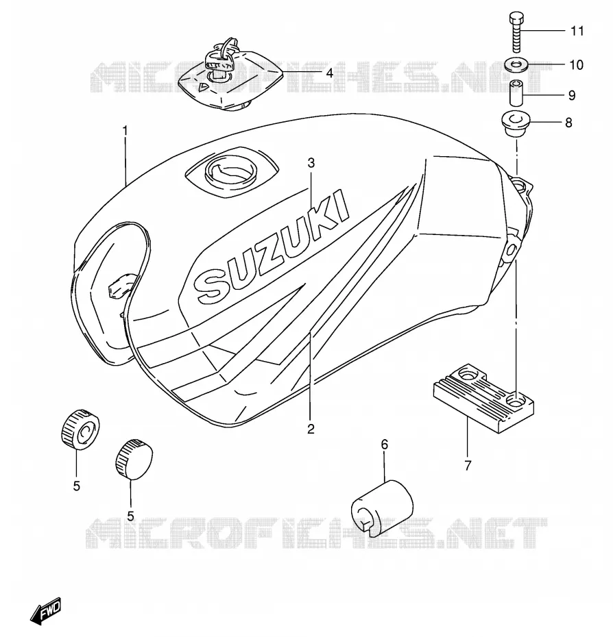 RESERVOIR D'ESSENCE (MODELE R P37) Suzuki MOTO 125 GS 1989  GS125ESK(E1)