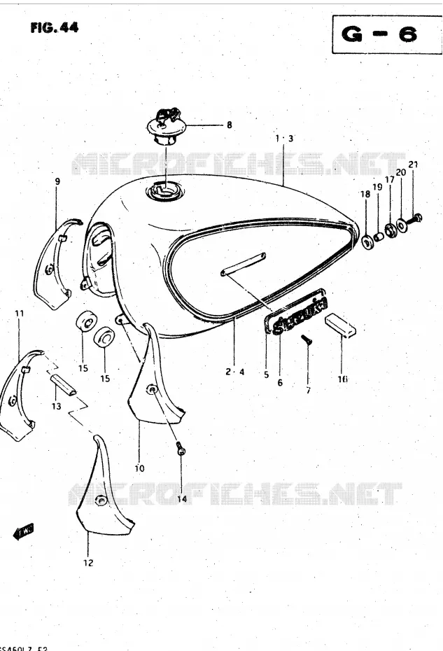RESERVOIR D'ESSENCE (MODELE T) Suzuki MOTO 450 GS-L 1999  GS450LX(E2)