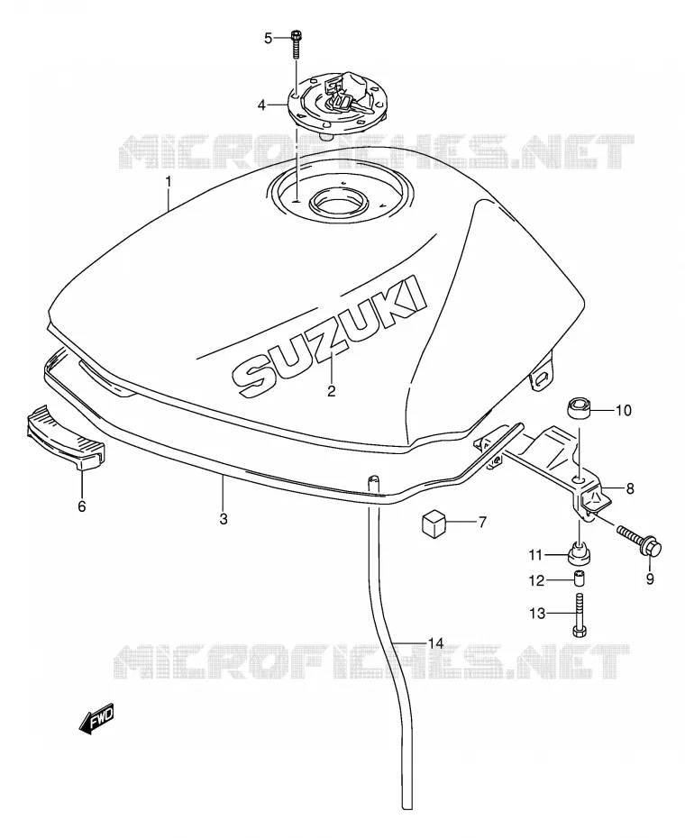 RESERVOIR D'ESSENCE (MODELE T) Suzuki MOTO 500 GS-E 1993  GS500EUP(E2)