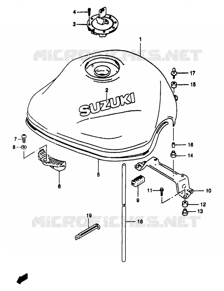RESERVOIR D'ESSENCE (MODELE W/X) Suzuki MOTO 1200 BANDIT 1996  GSF1200T/GSF1200ST