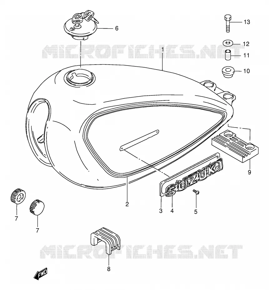RESERVOIR D'ESSENCE (MODELE X) Suzuki MOTO 250 GN 1998  GN250W(E2)
