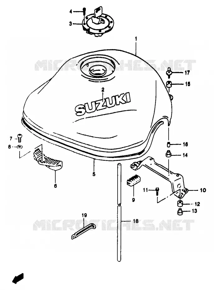 RESERVOIR D'ESSENCE (MODELE Y) Suzuki MOTO 1200 BANDIT 1998  GSF1200SAW(T/V/W/X/Y)