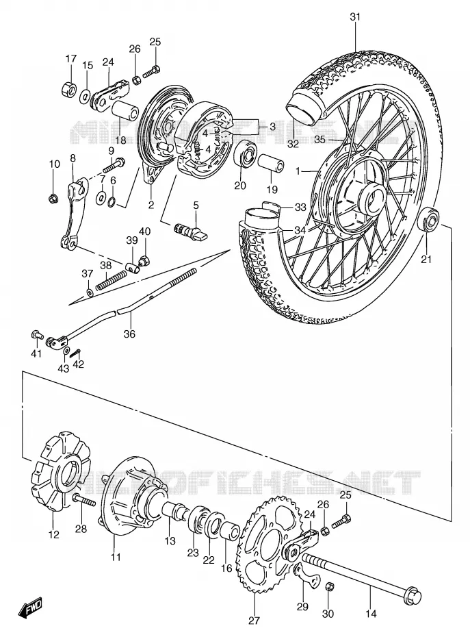 ROUE ARRIERE (GS125UX/X/SX/SUX/UY/SY/SUY) Suzuki MOTO 125 GS 2000  GS125SUY(E71)