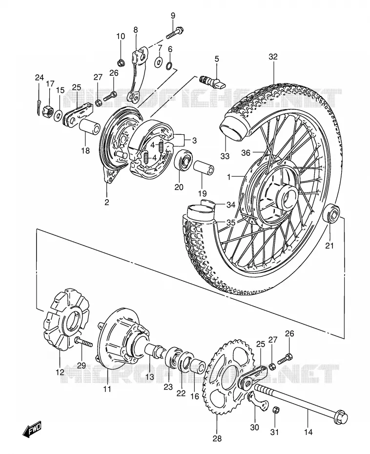 ROUE ARRIERE (GS125Z/D) Suzuki MOTO 125 GS 1982  GS125EZ(E1)