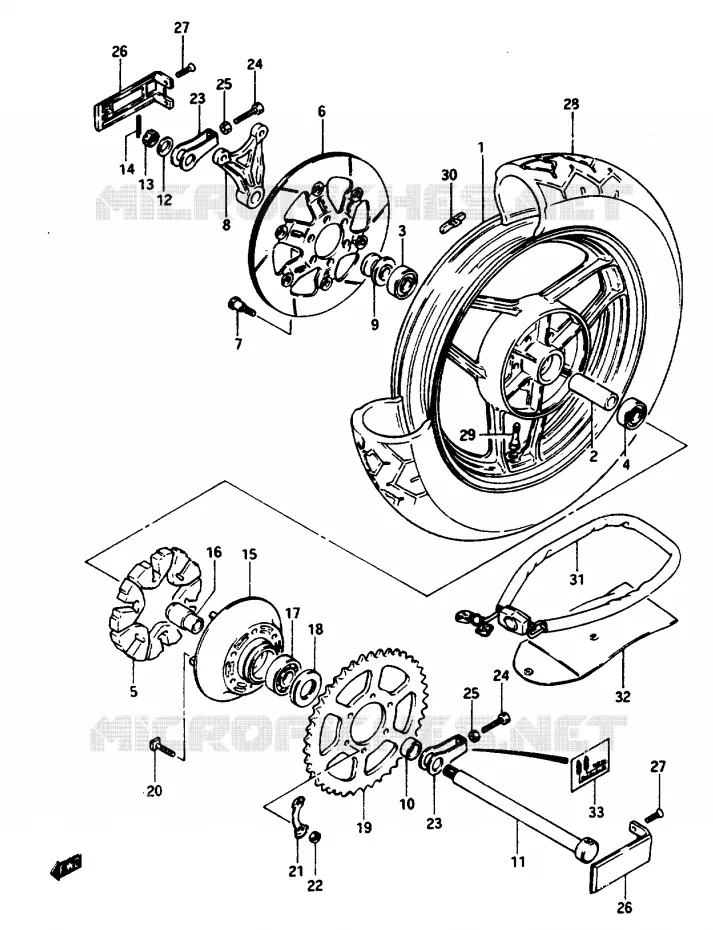 ROUE ARRIERE Suzuki MOTO 1150 GS 1985  GS1150ESF(E/F/G)