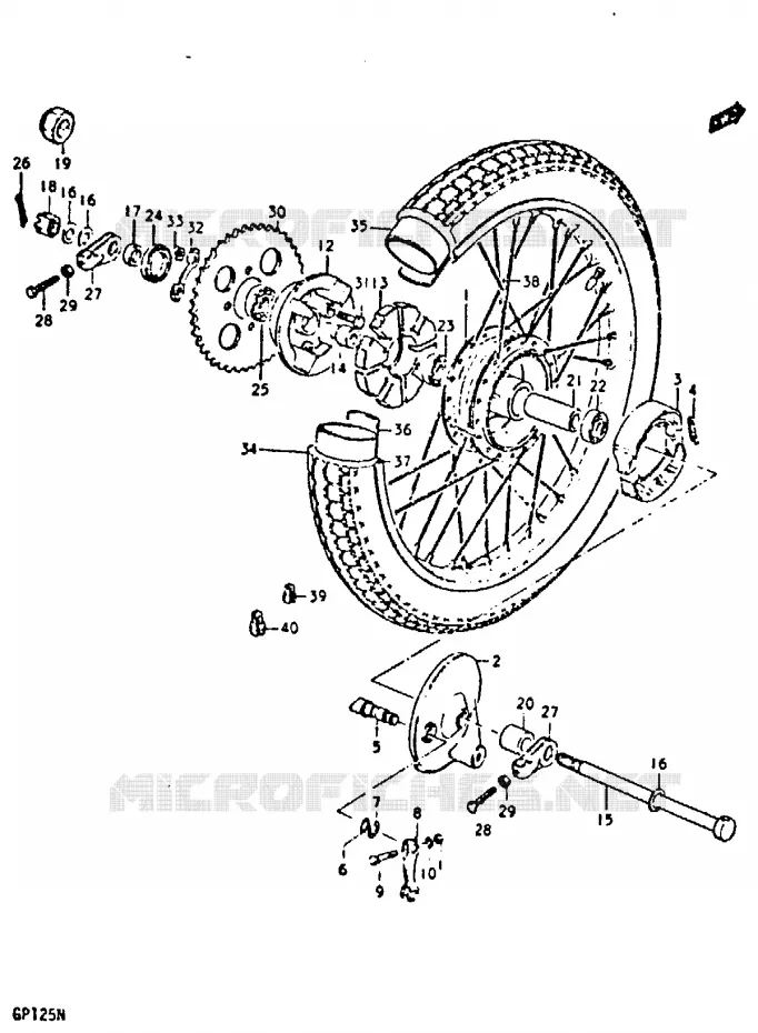 ROUE ARRIERE Suzuki MOTO 125 GP 1978  GP125UC(C/N)