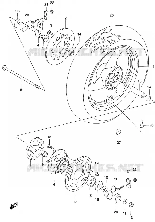 ROUE ARRIERE Suzuki MOTO 500 GS-E 2003  GS500HUK3(P19)
