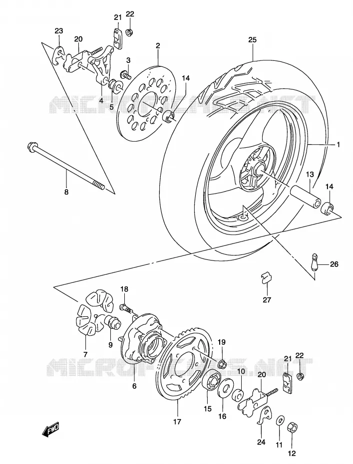 ROUE ARRIERE Suzuki MOTO 500 GS-F 2004  GS500FUK4(P19)