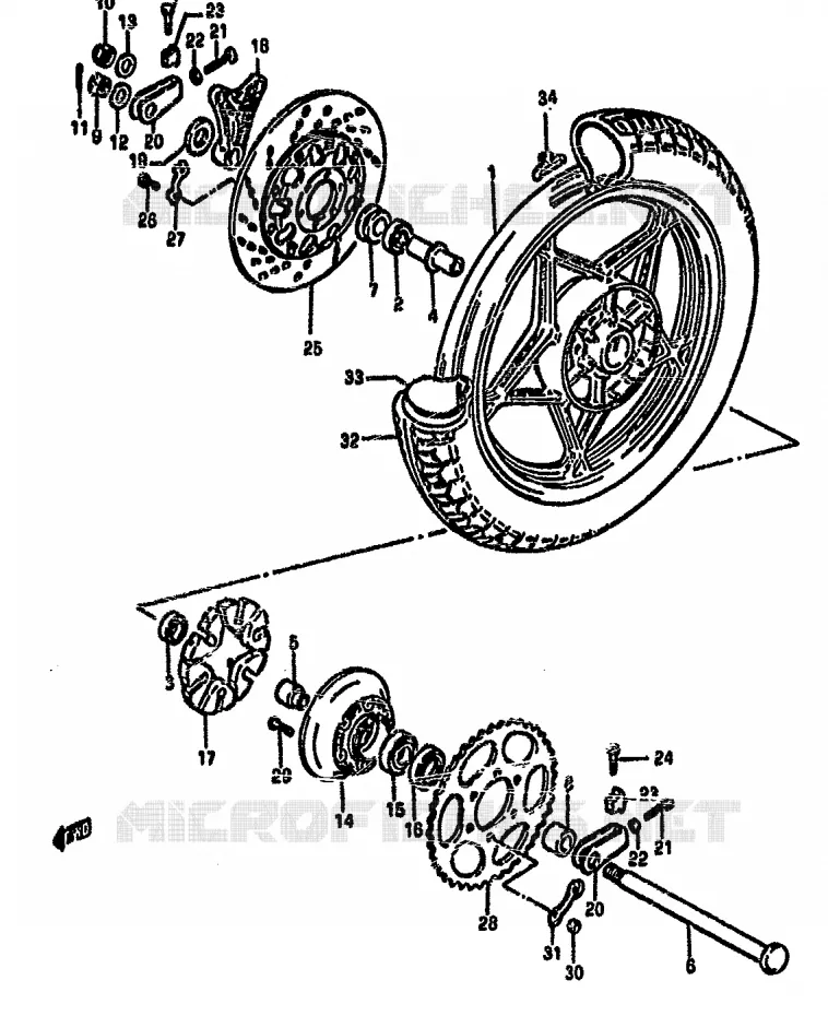 ROUE ARRIERE Suzuki MOTO 550 GS 1981  GS550MX(X/Z)