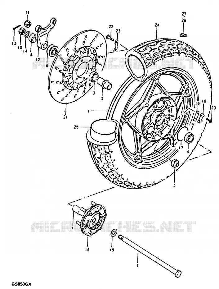 ROUE ARRIERE Suzuki MOTO 850 GS 1981  GS850GX(T/X)