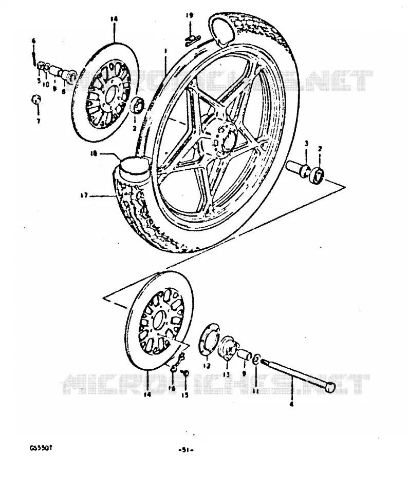ROUE AVANT (FOR CAST WHEEL) Suzuki MOTO 550 GS 1980  GS550DT(T)