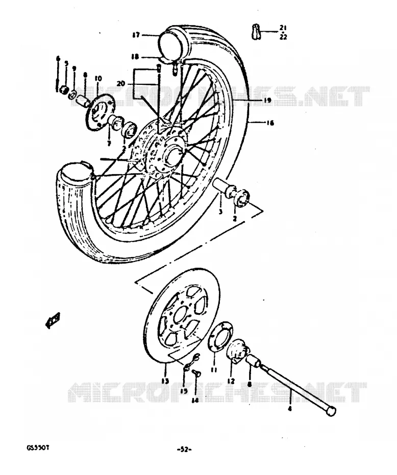 ROUE AVANT (FOR SPOKE WHEEL/SINGLE DISK) Suzuki MOTO 550 GS 1980  GS550T(T)
