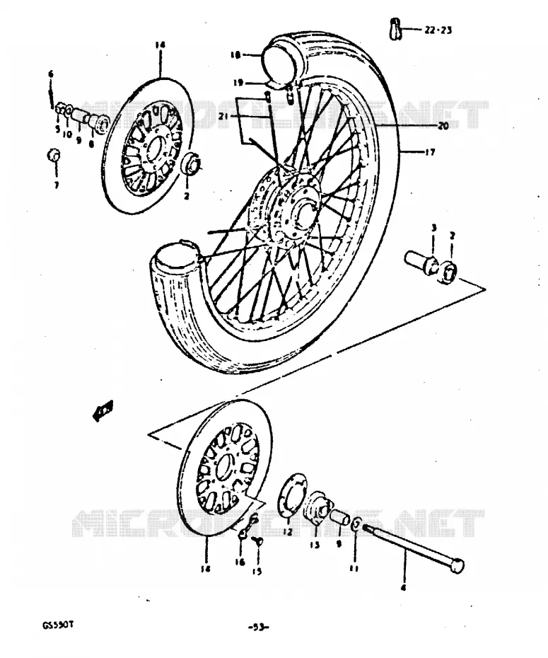 ROUE AVANT (FOR SPOKE WHEEL/SINGLE DISK) Suzuki MOTO 550 GS 1980  GS550T(T)