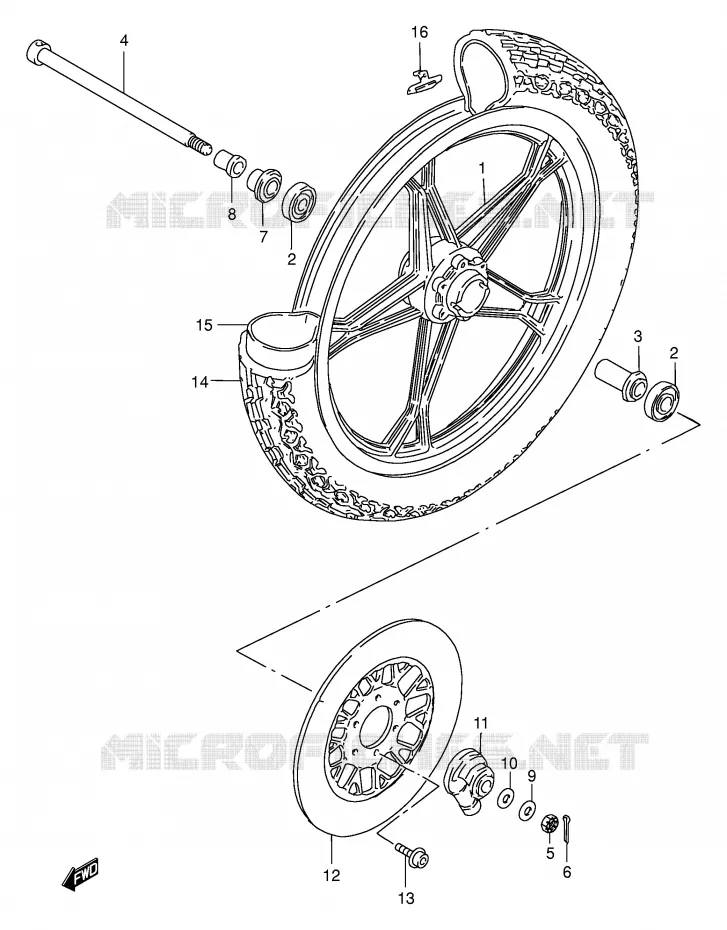ROUE AVANT (GN250ET/EW/EX/EY) Suzuki MOTO 250 GN 1999  GN250X(E2)