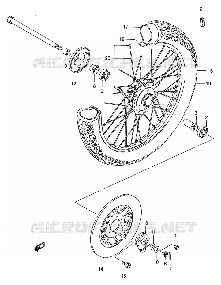 ROUE AVANT (GN250T/W/X/Y) Suzuki MOTO 250 GN 1999  GN250EX(E2)
