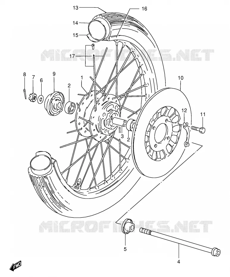 ROUE AVANT (GS125SR) Suzuki MOTO 125 GS 1989  GS125ESK(E1)
