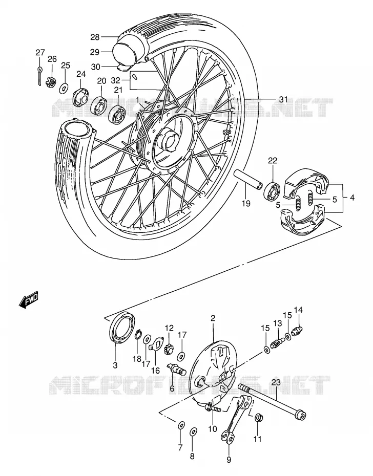 ROUE AVANT (GS125UR) Suzuki MOTO 125 GS 1991  GS125ESM(E1)