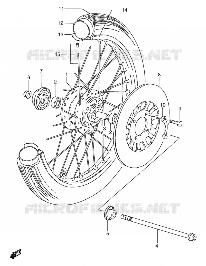 ROUE AVANT (GS125X/SX/SUX/SY/SUY) Suzuki MOTO 125 GS 2000  GS125UY(E71)