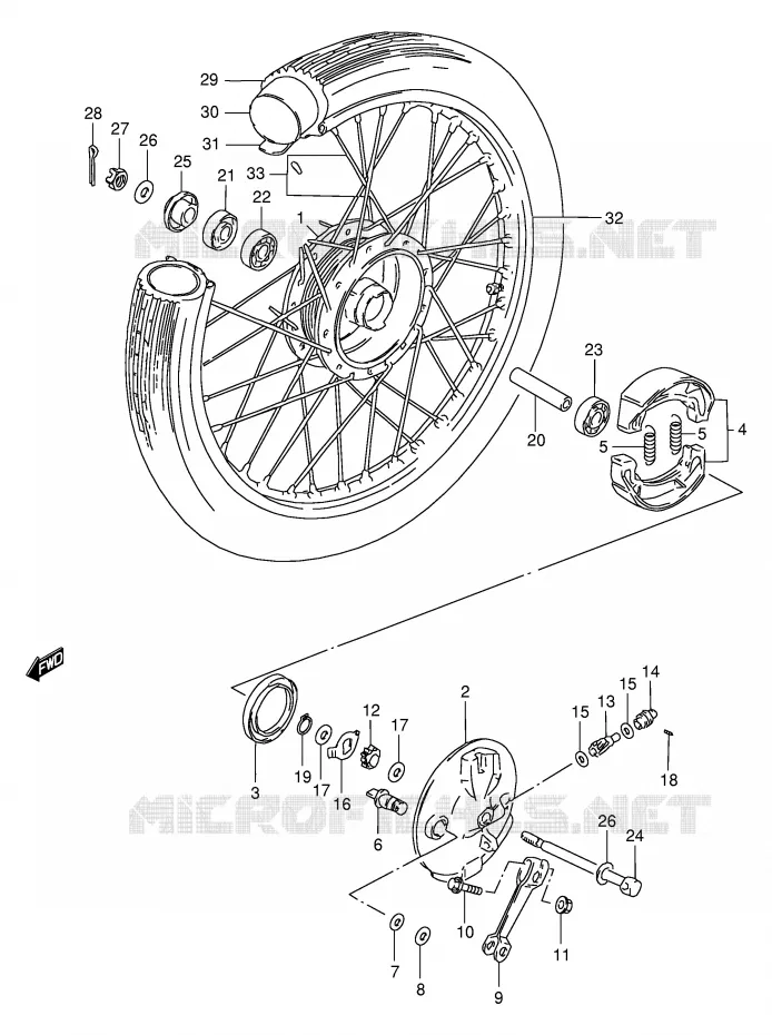 ROUE AVANT (GS125Z/D) Suzuki MOTO 125 GS 1989  GS125ESK(E1)