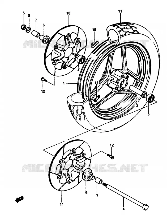 ROUE AVANT (MODELE E) Suzuki MOTO 1100 GSX-E 1984  GSX1100EFE(E/F/G)