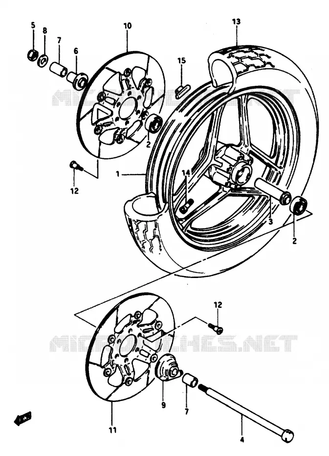ROUE AVANT (MODELE F/G) Suzuki MOTO 1100 GSX-E 1985  GSX1100ESF(E/F/G)