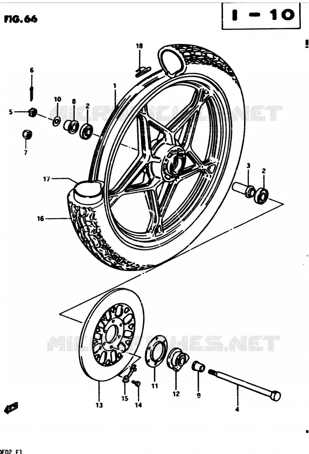 ROUE AVANT (MODELE Z) Suzuki MOTO 450 GS 1982  GS4502(2/Z/D)