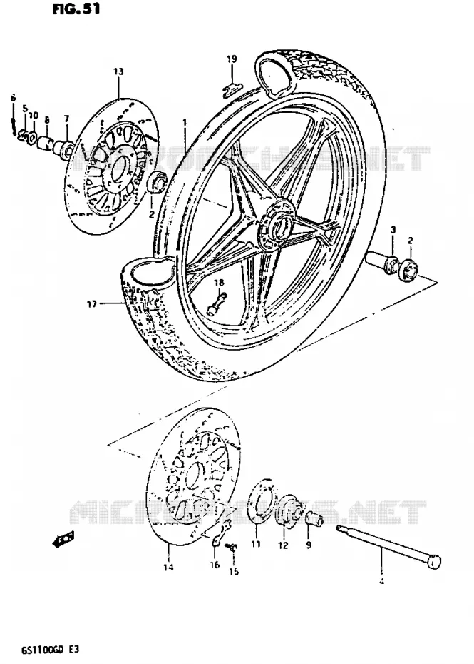 ROUE AVANT Suzuki MOTO 1100 GS-G 1982  GS1100GZ(Z/D)