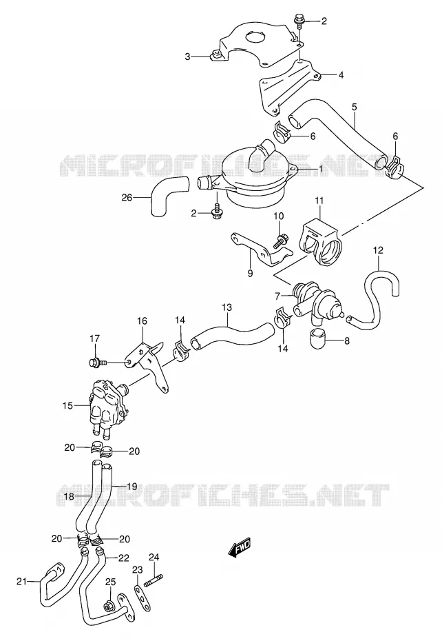 SYSTÈME DE RECYCLAGE GAZ D'ECHAPPEMENT (MODELE N/P/R/S/T:E18,E39) Suzuki MOTO 500 GS-E 1995  GS500ES(E2)