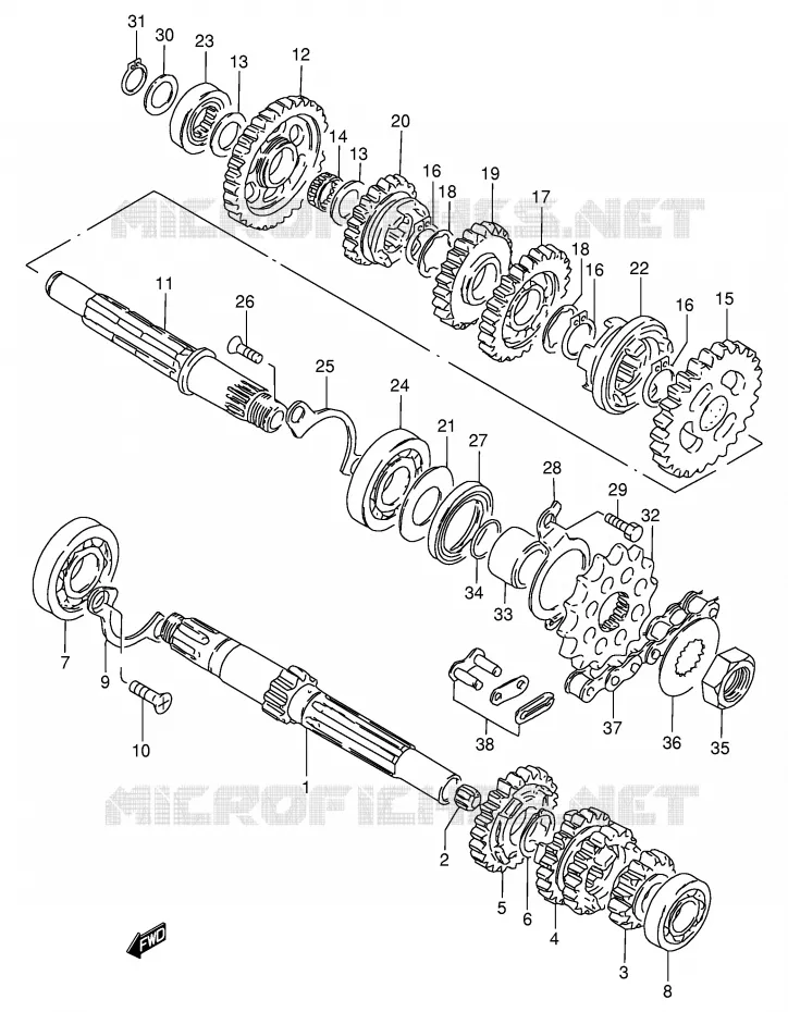 TRANSMISSION Suzuki MOTO 125 GN 1994  GN125R(E1)