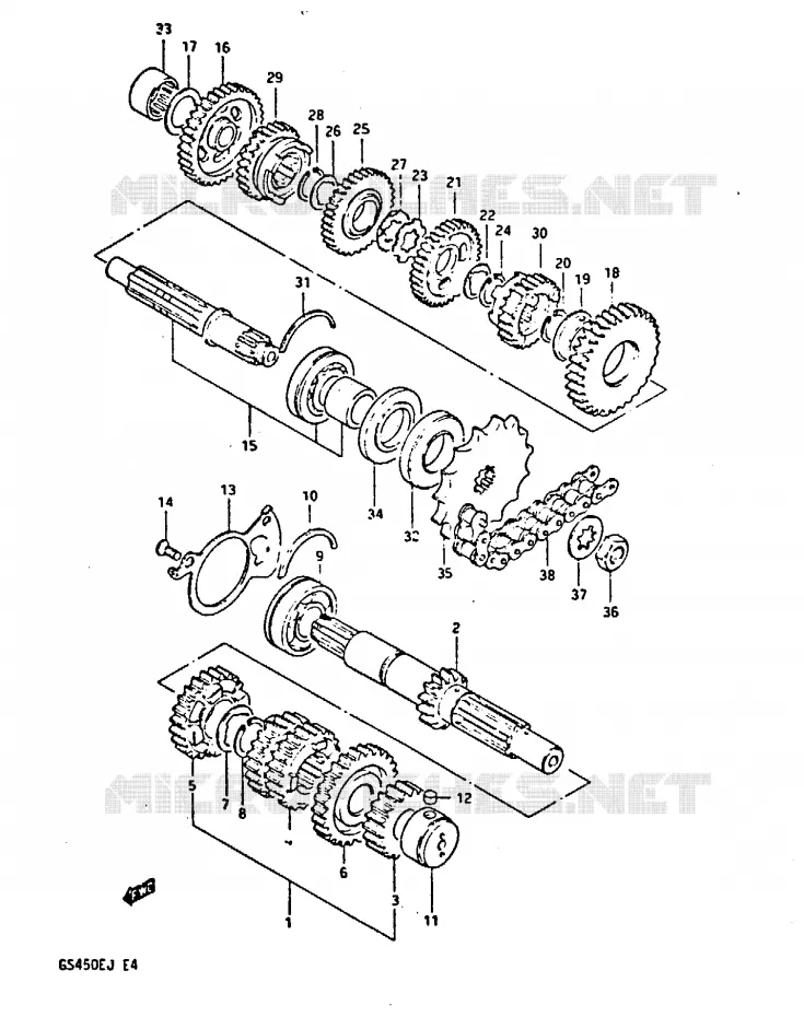 TRANSMISSION Suzuki MOTO 450 GS-E 1987  GS450EH(E/F/G/H/J)